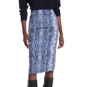 Diane von Furstenberg DVF Kara Cady Pencil Skirt Blue Snakeskin 0